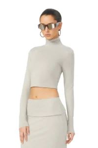 Heather Grey Crop Turtleneck