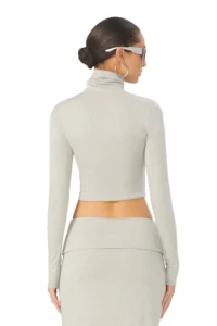 Heather Grey Crop Turtleneck